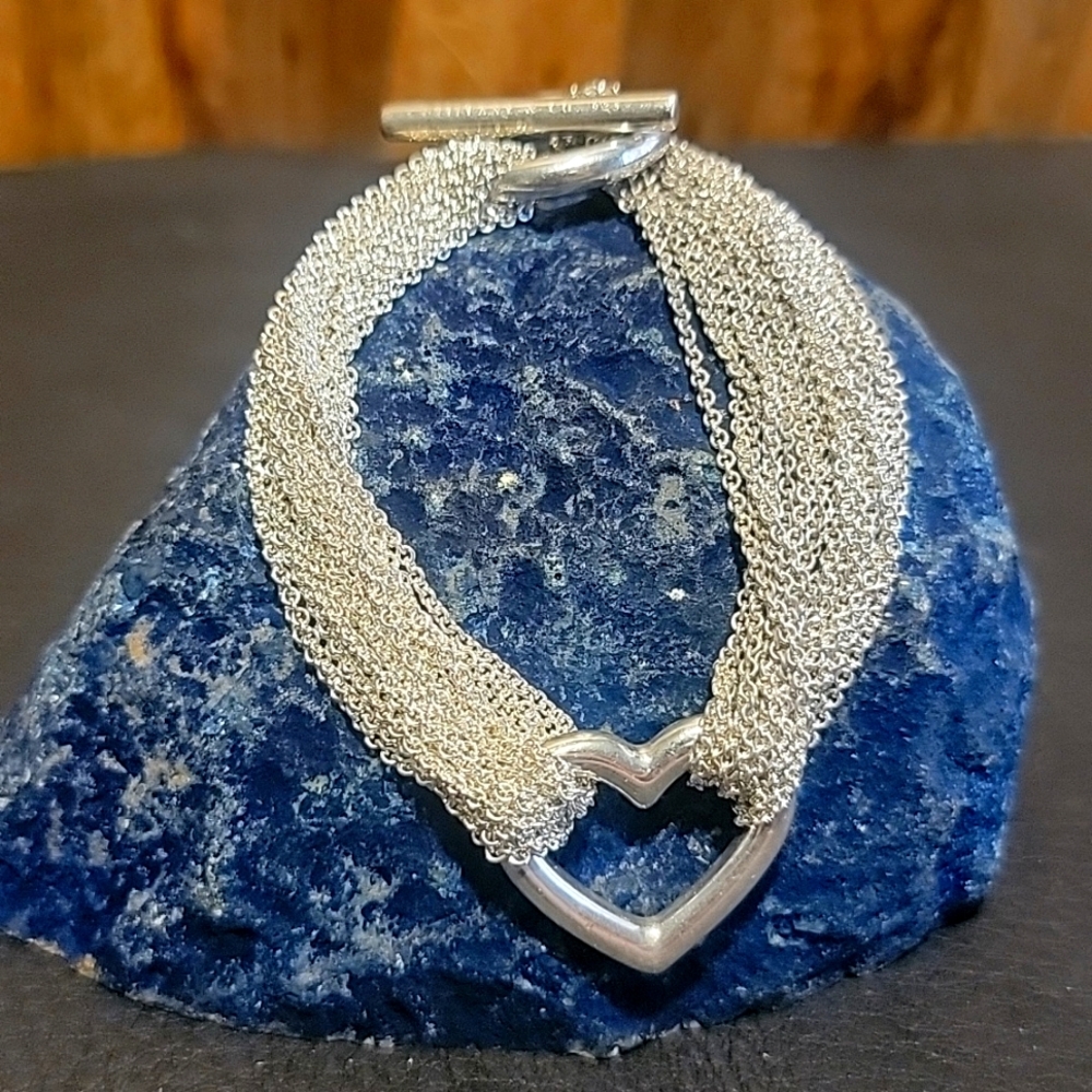 Tiffany & Co Vintage 10 Strand Mesh Toggle Heart Bracelet